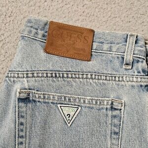 Guess Jeans Vintage 90s Classic Fit 001 Straight Leg Mens 31x32 White Logo Light